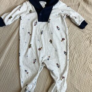 Polo by Ralph Lauren Blue and Gray Footies One Piece